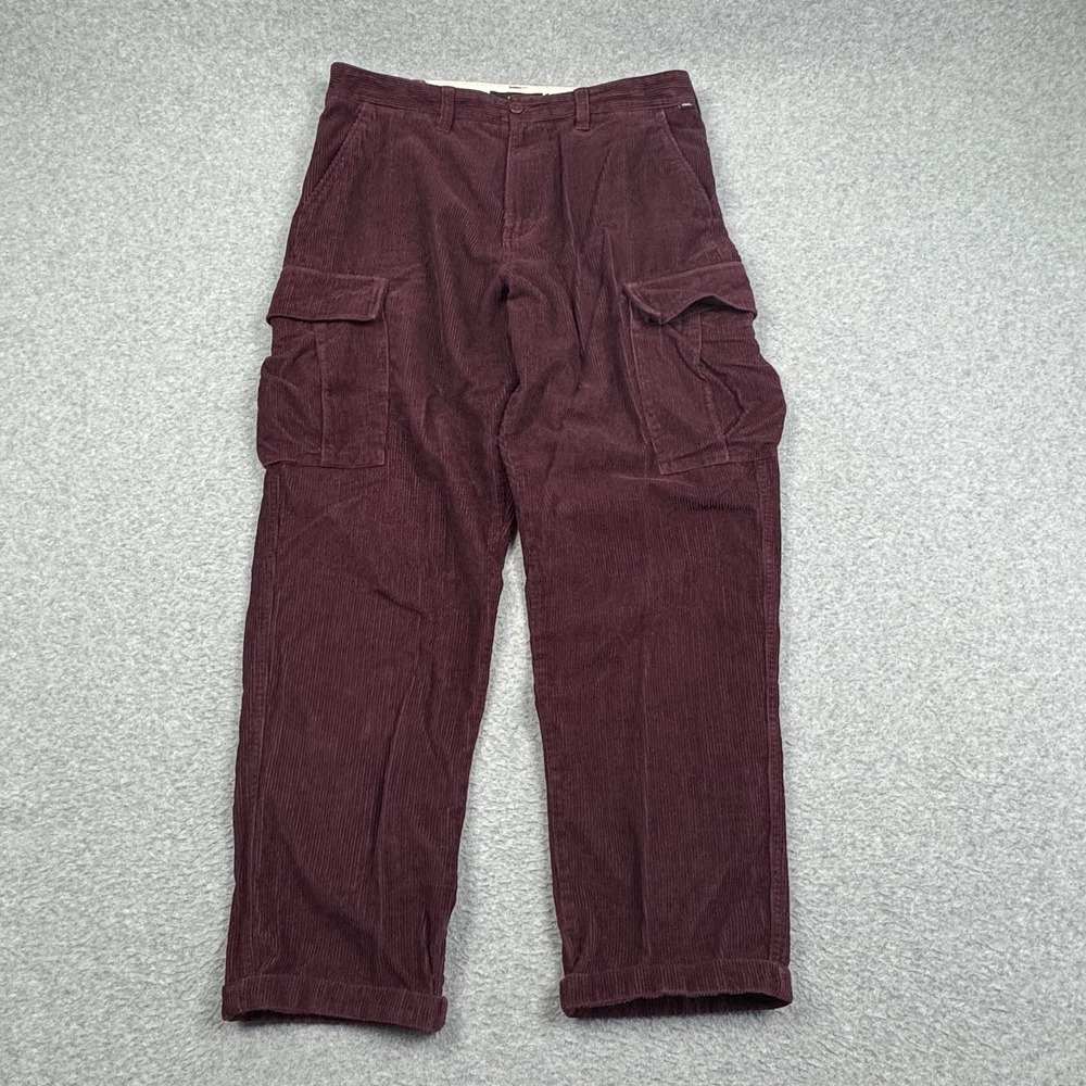 Vans Corduroy Cargo Pants Mens 32 Maroon Cotton Logo Skater Streetwear‎ Grunge